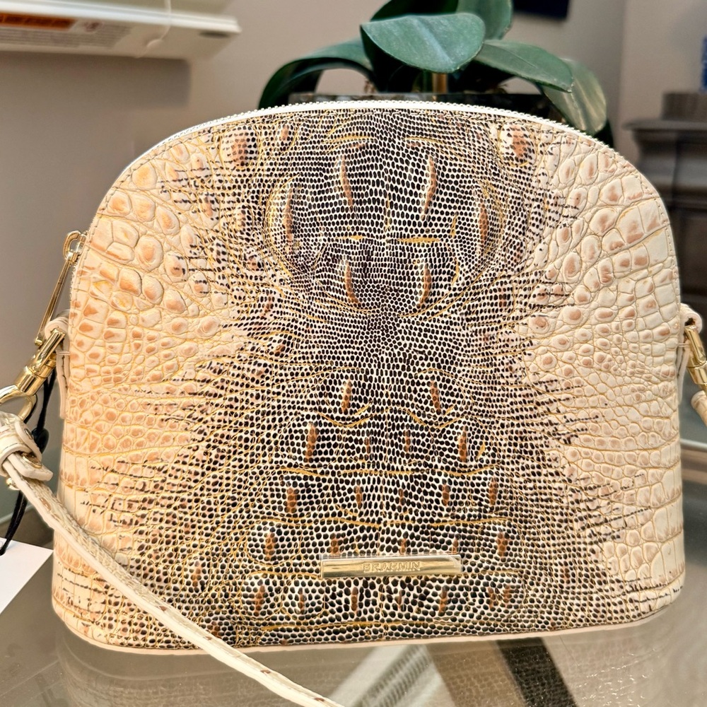 Brahmin Small Georgina “Ivory Iguana” Ombré Leather Bag